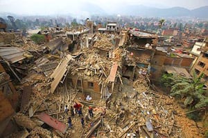 Picture of the aftermath of an earthquake in Kathmandu, Nepal