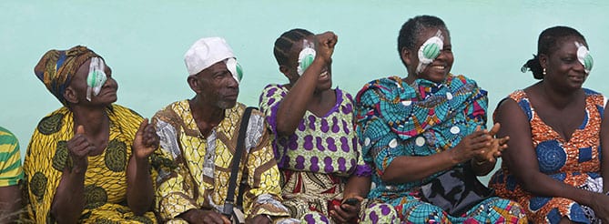 Group of Ghana patients recovering from eye treatment