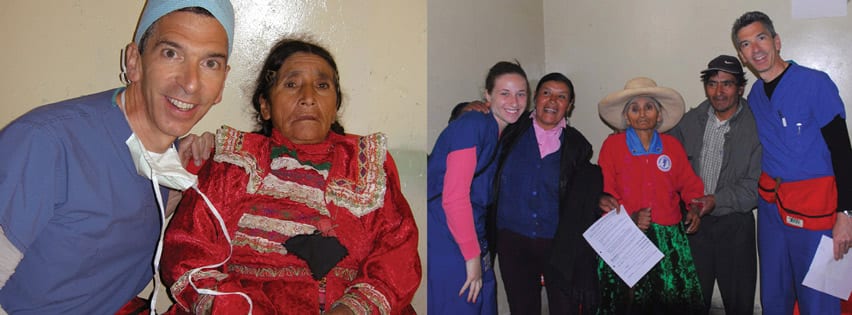 Picture of Medical Eye Center experts with patients from volunteering in Peru