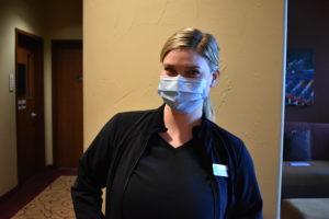 Medical Eye Center employee wearing mask